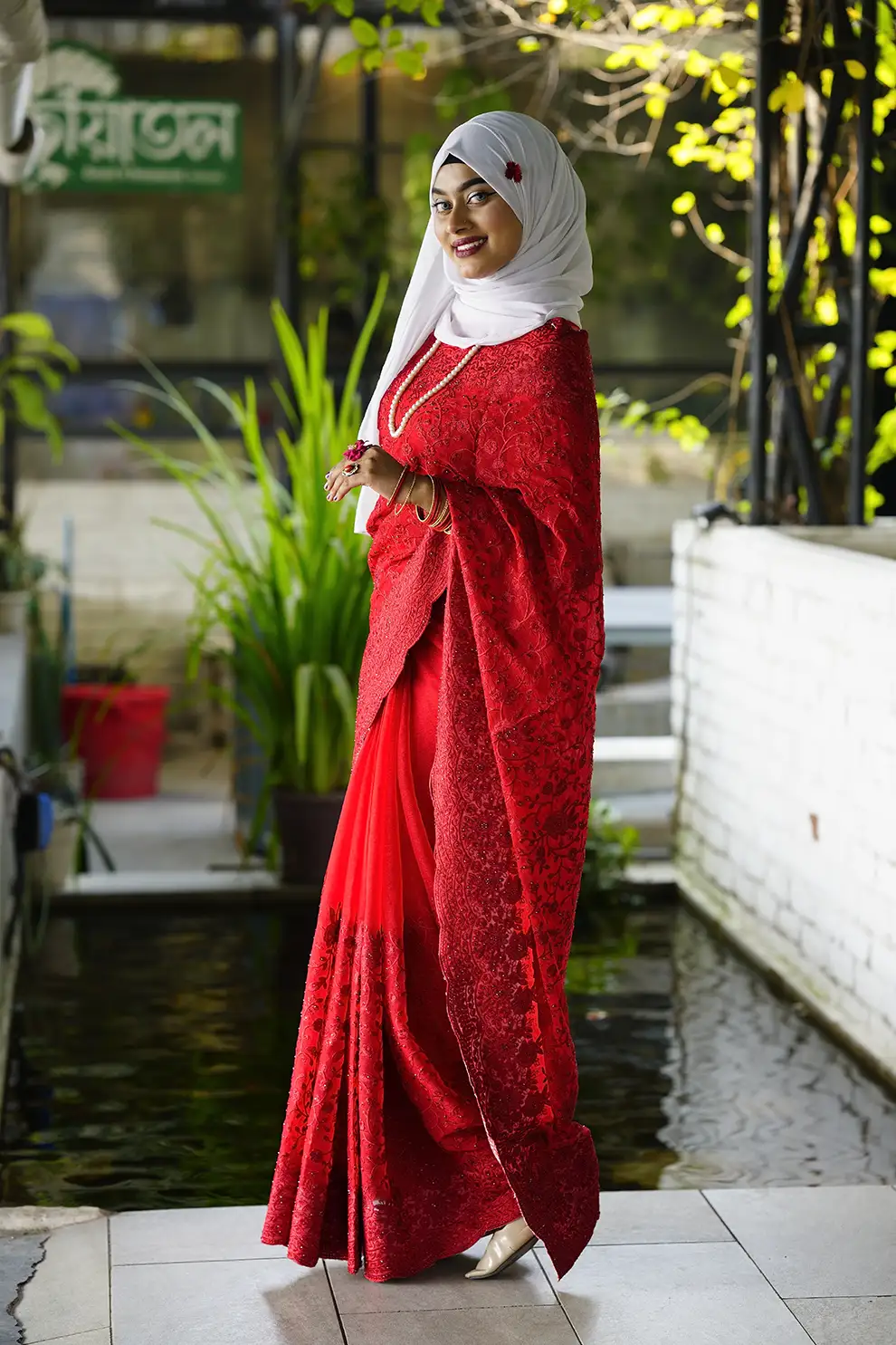 Royal Red Organza Party Wear Saree